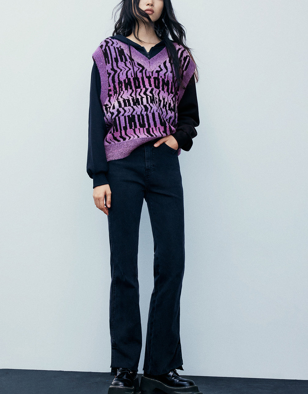 Letter Print Knit Vest