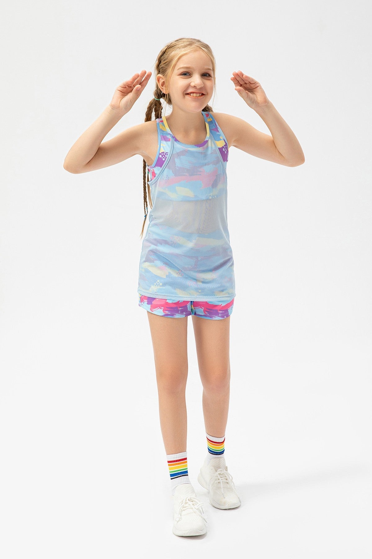 Mesh Tops Built In Tank Liner for Girls