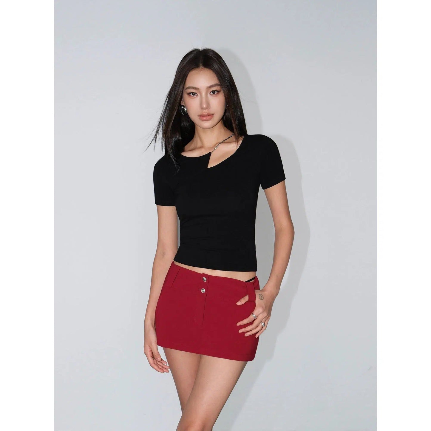 Neva Casual Plain Asymmetric T-Shirt