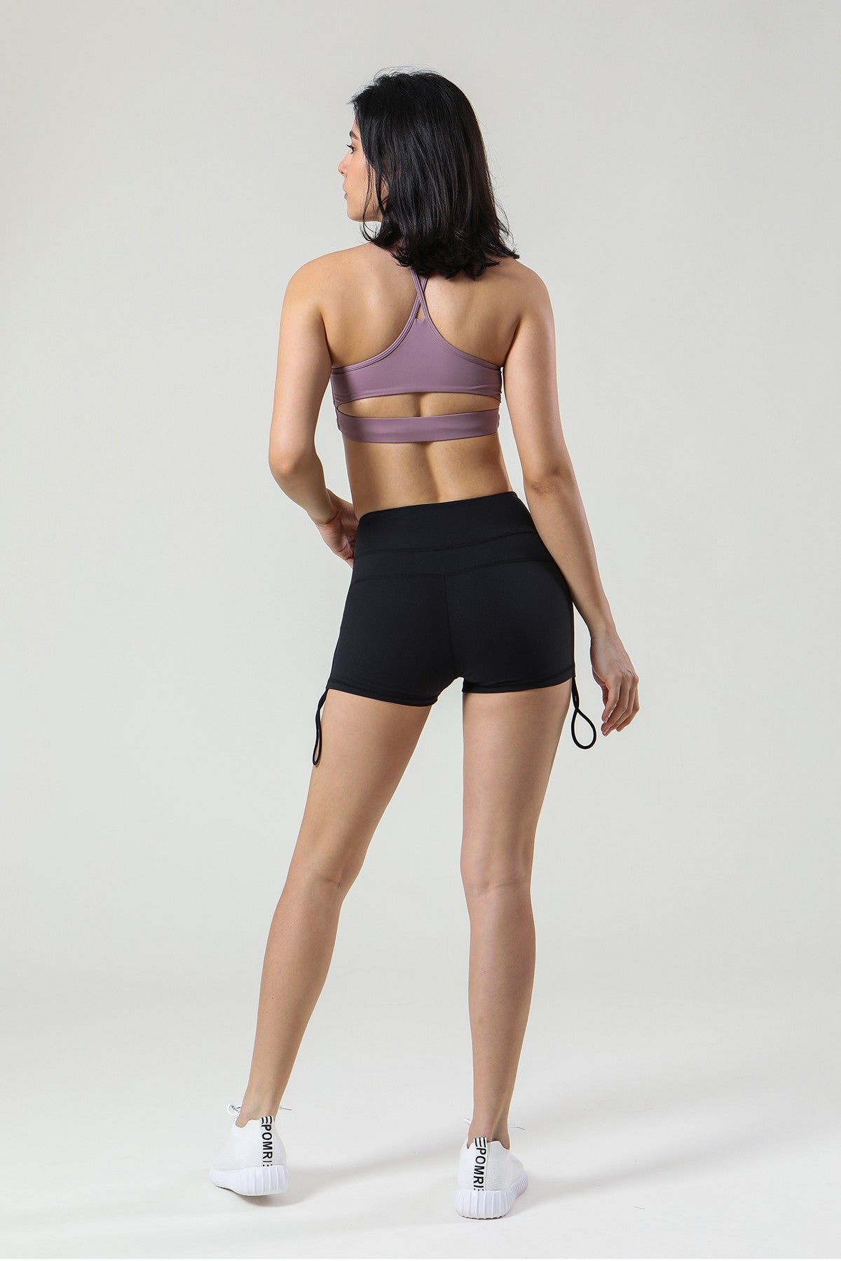 サイドドローストリングルーシュミニショーツ