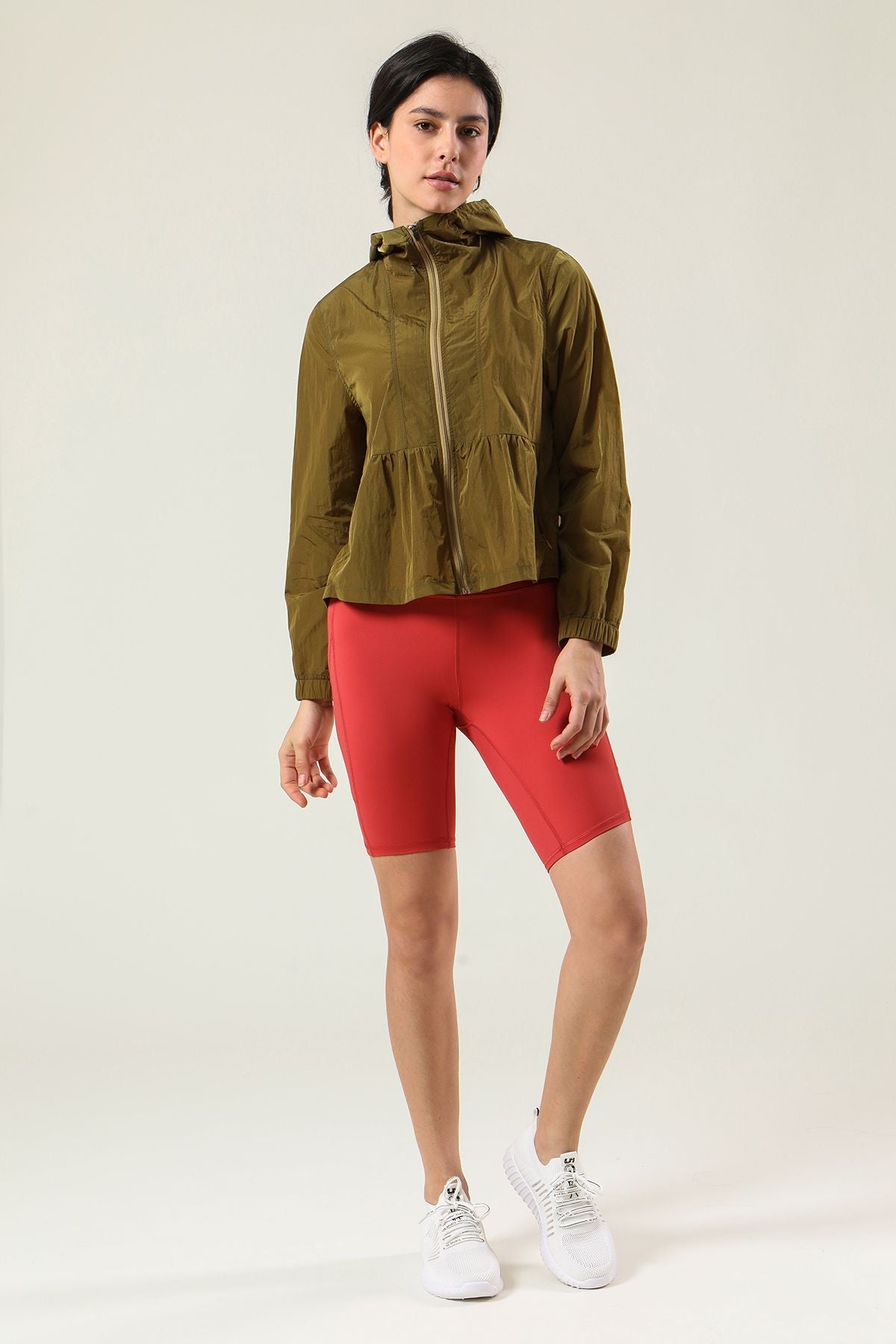 썬 프로텍션 풀집 주름 장식 트랙 재킷 후디