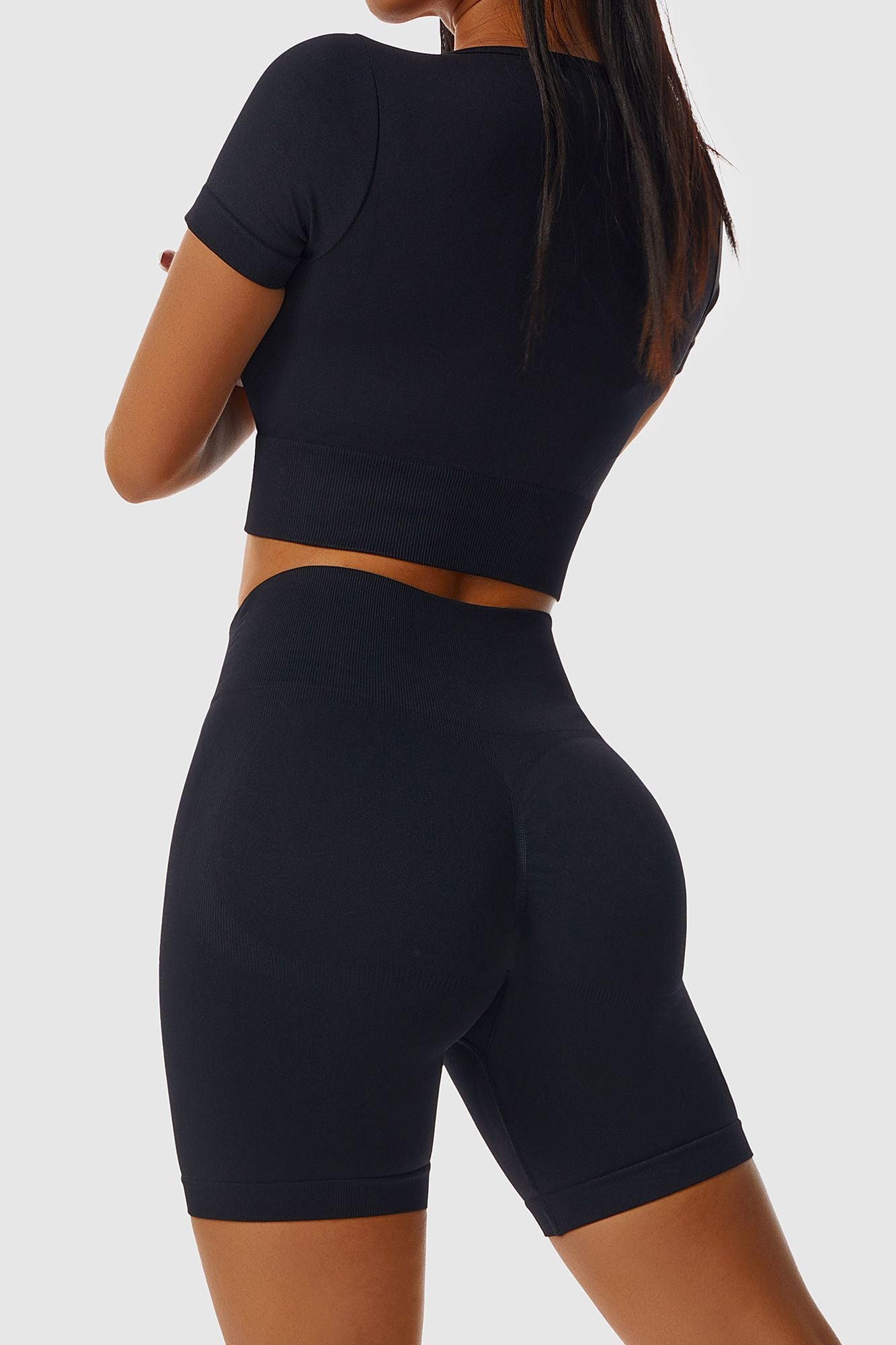 로우 스쿠프 넥 반팔 크롭 탑