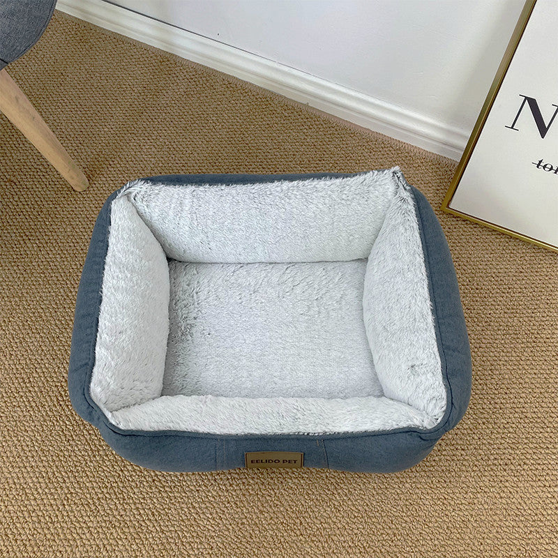 Bolstered Cuddler Pet Bed with Built-in Blanket