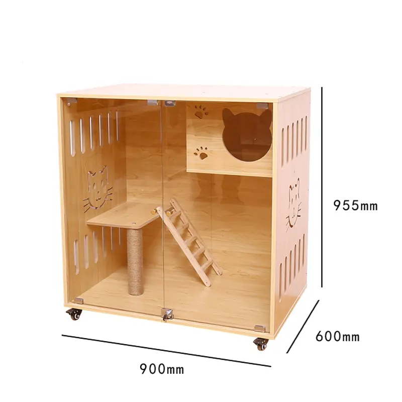 Luxurious Large Space Cabinet Panoramic Tempered Glass Door Integrated Cat Villa