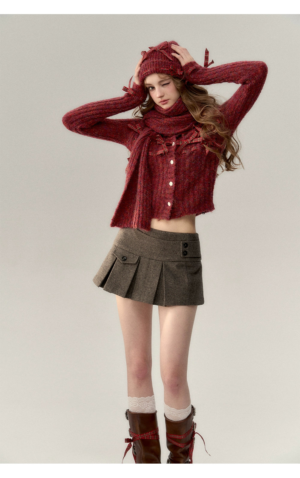 Gray-Brown A-line Mini Skirt