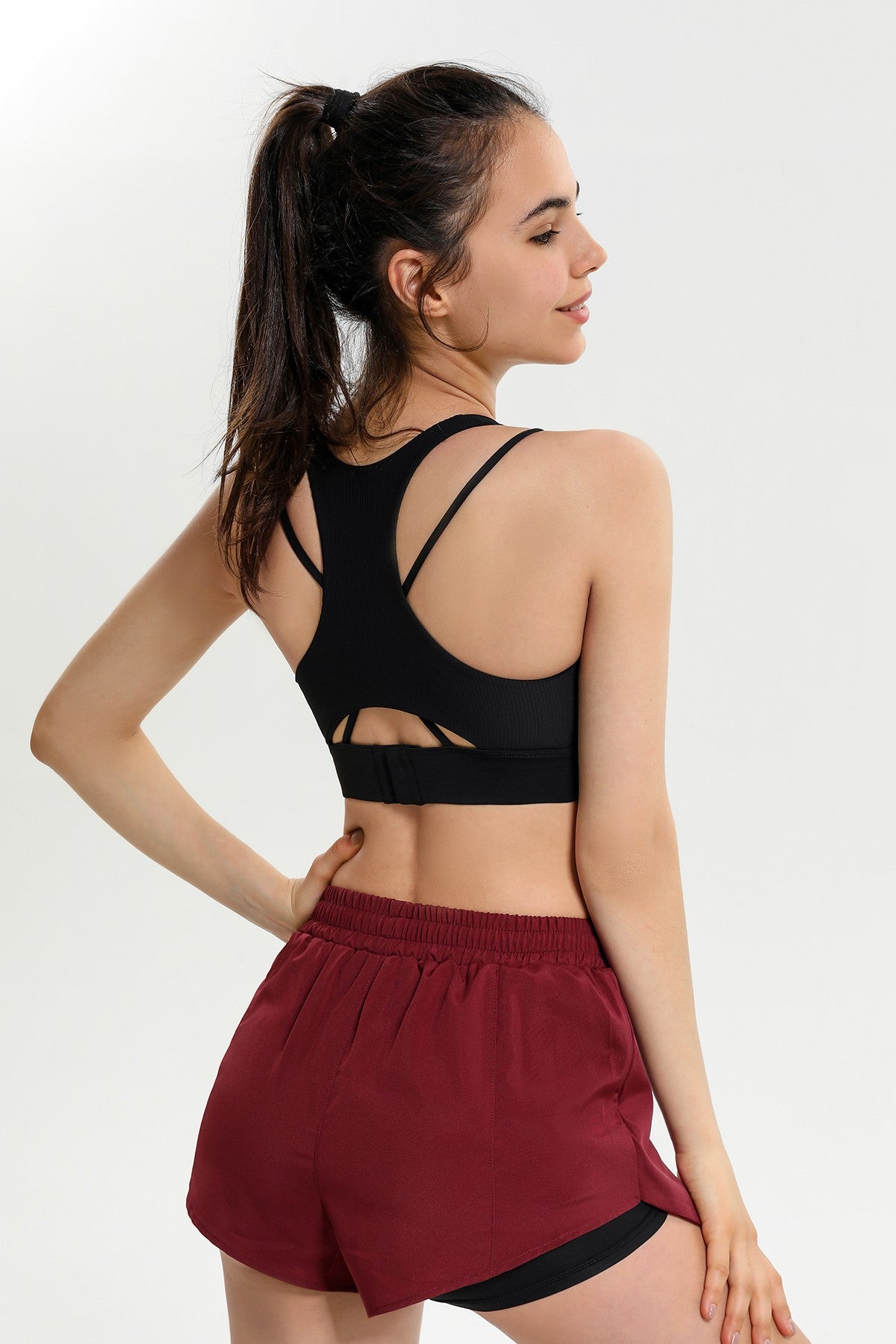 Ribbed Racerback Sports Bra High Support