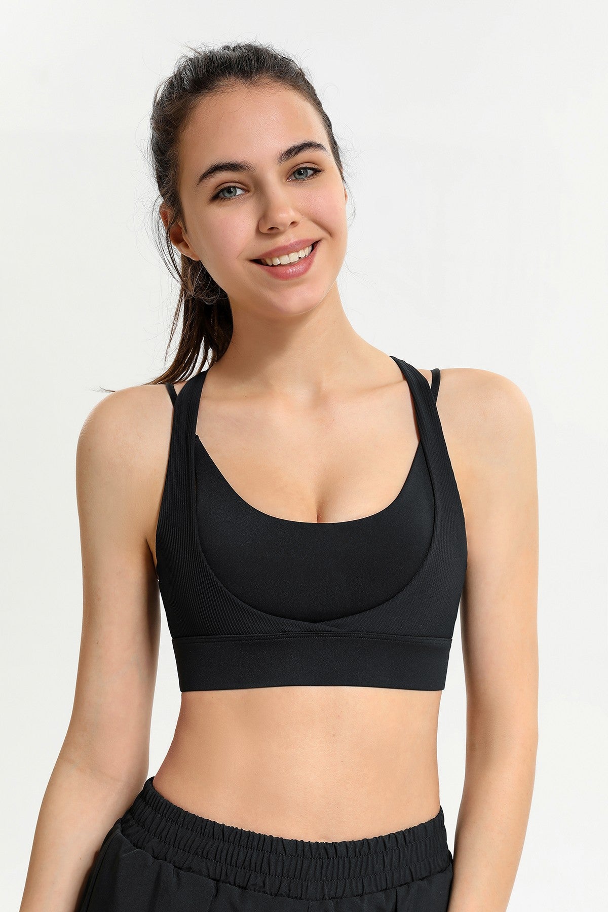 Ribbed Racerback Sports Bra High Support