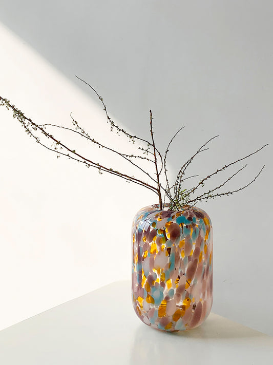 Retro Colorful Polka Dot Glass Vase