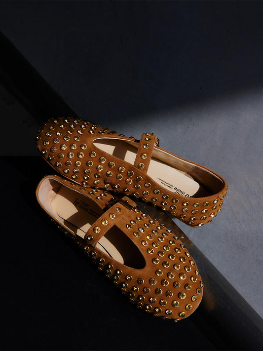 Studded Lambskin Mary Jane Flats