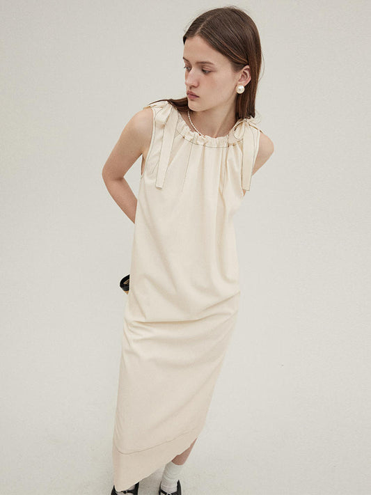 Sleeveless A-line Drawstring Dress