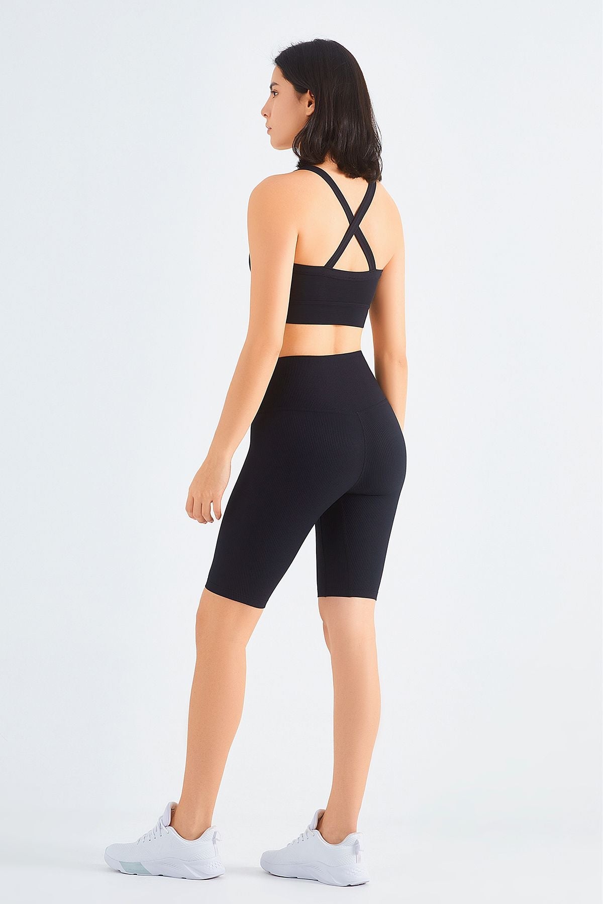 Rib-Knit Crossover Sports Bra