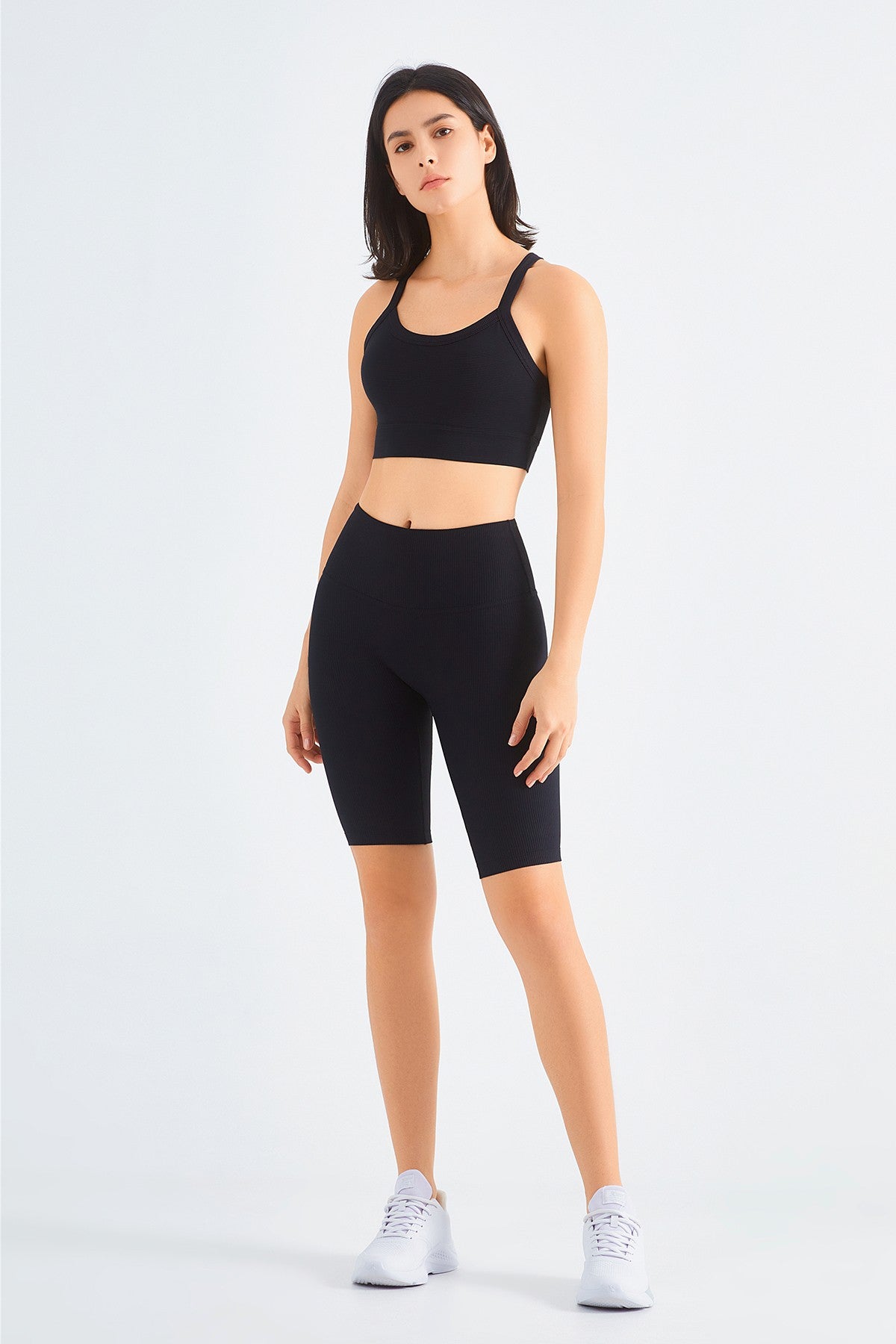 Rib-Knit Crossover Sports Bra