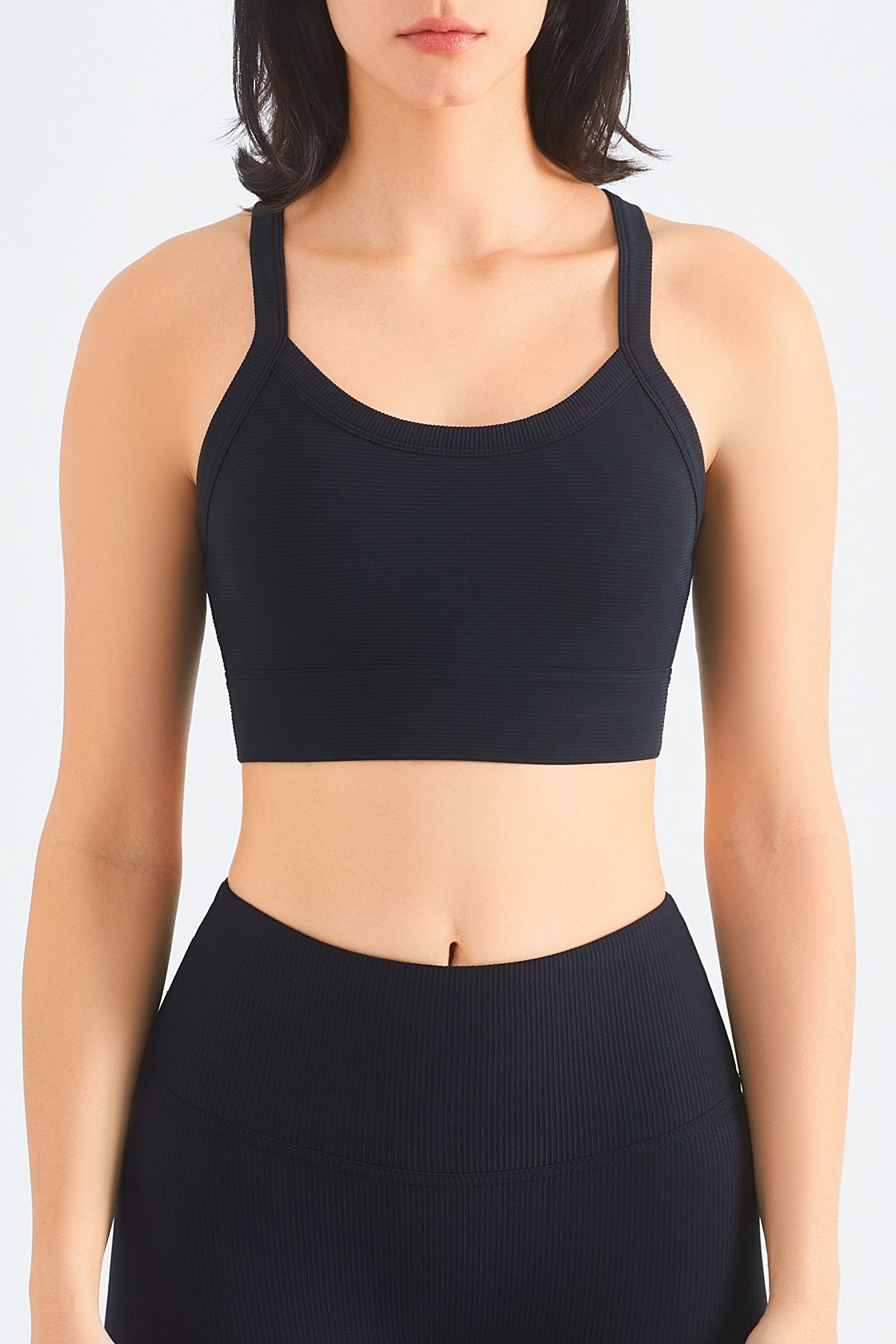 Rib-Knit Crossover Sports Bra