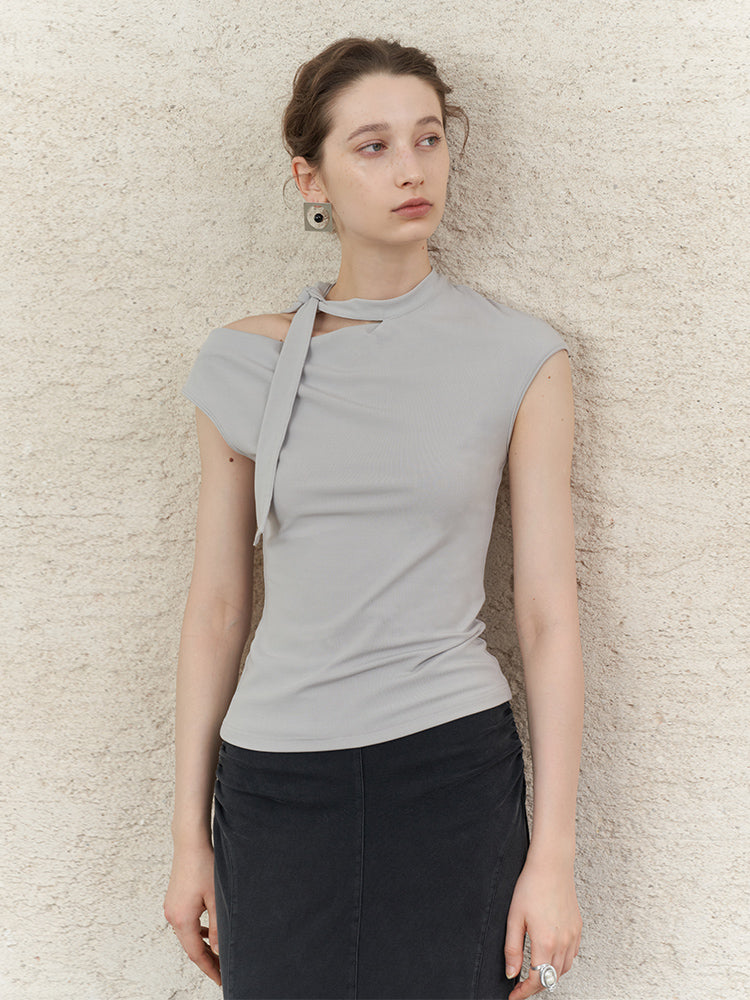 Original Tencel Knit Cutout Tie Shoulder Top