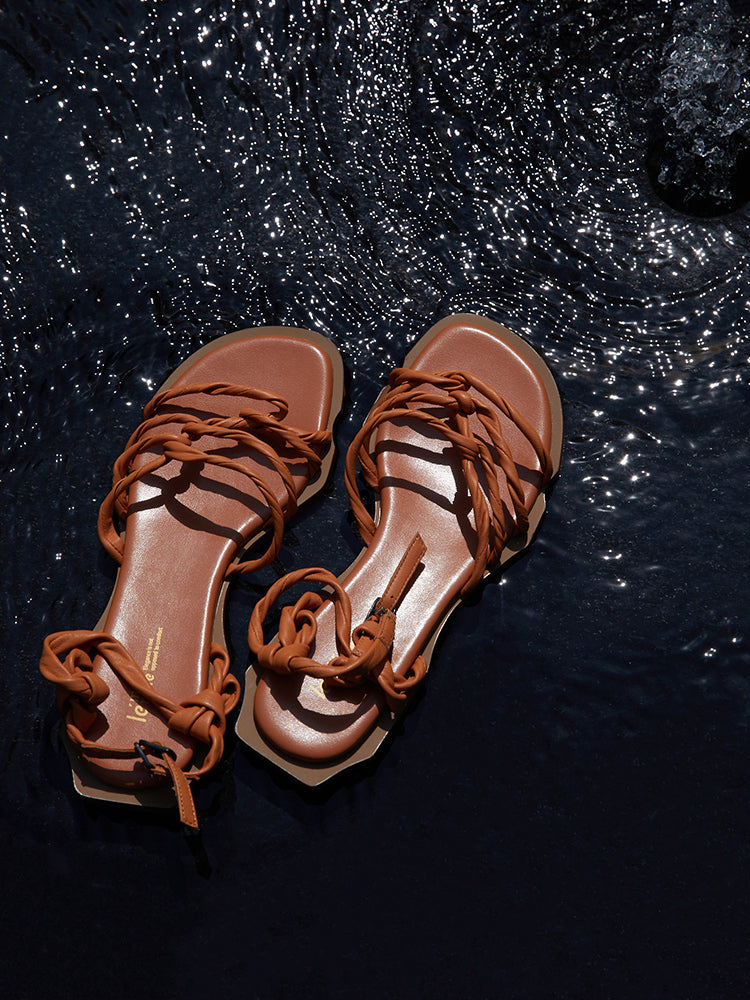 Soft Power Handcrafted Soft Lambskin Knotted Fashion Sandals