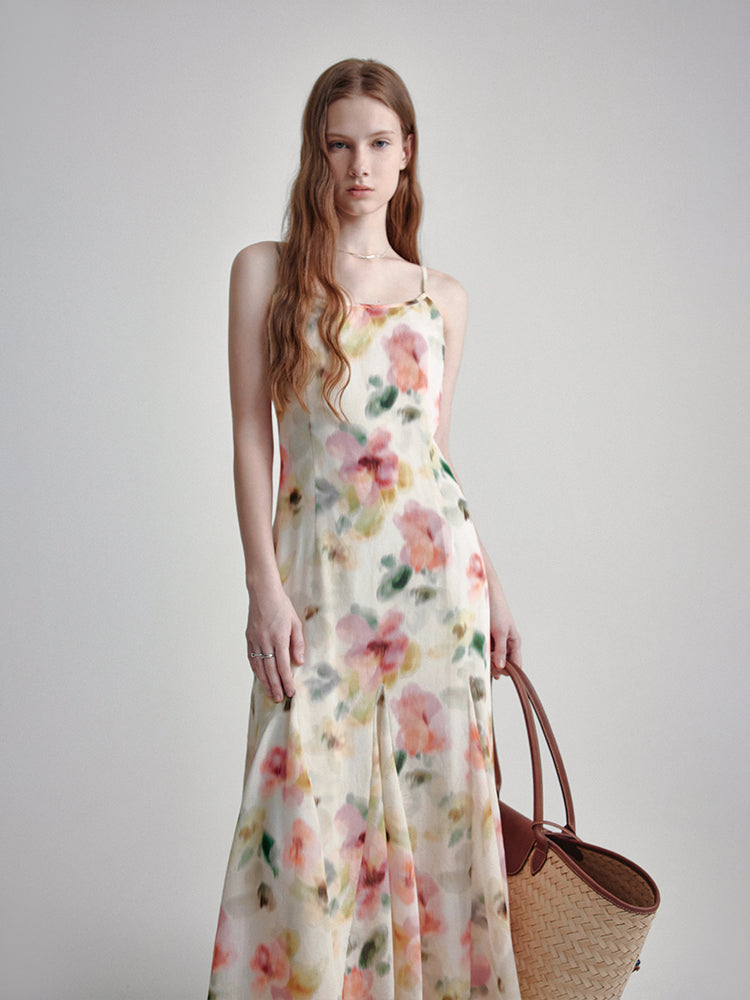 Floral Tencel Slim Fit Maxi Dress