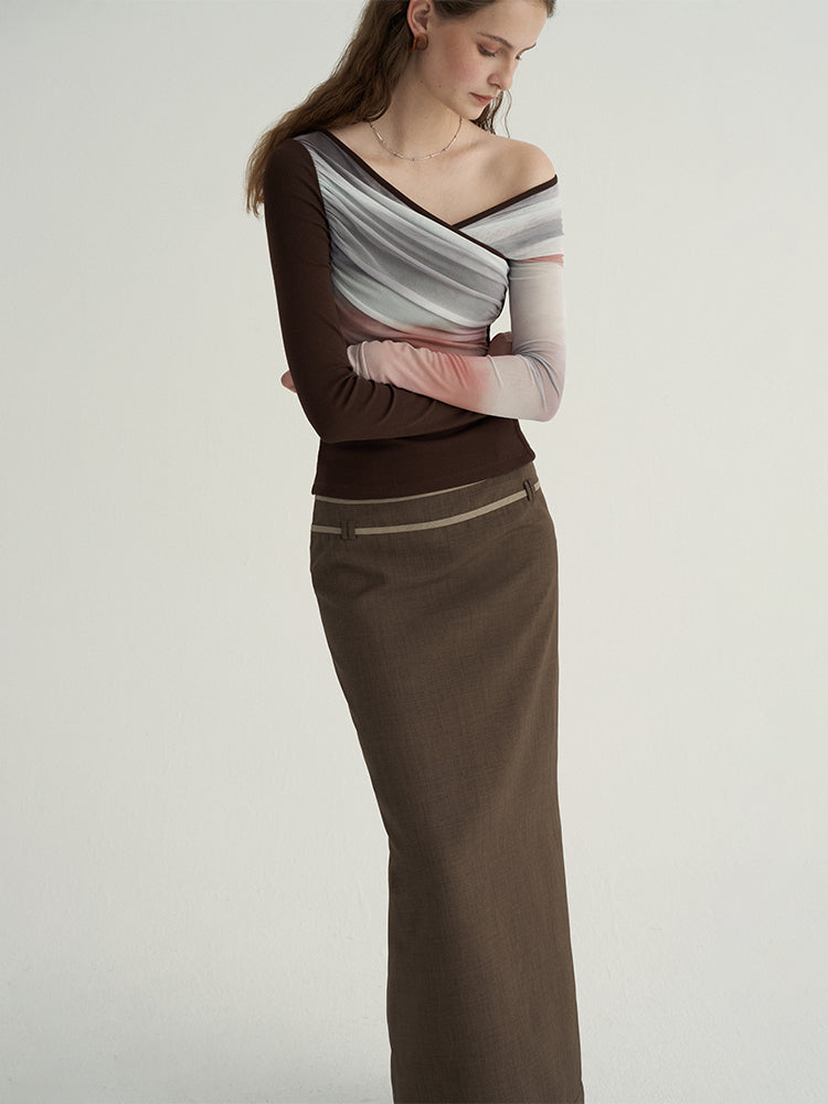 Slim-Fit Maxi Skirt with Belted Back Slit