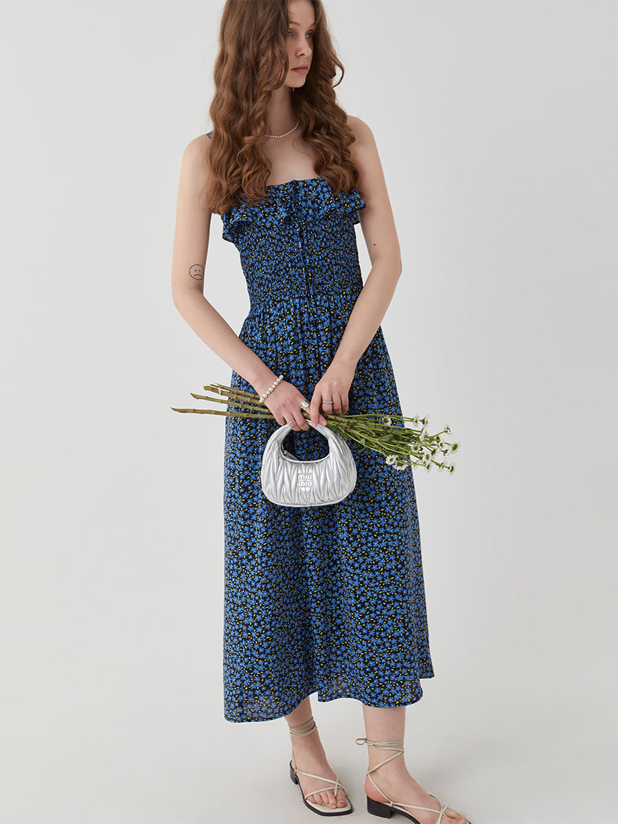 Summer Floral Print High-Waist Maxi Dress