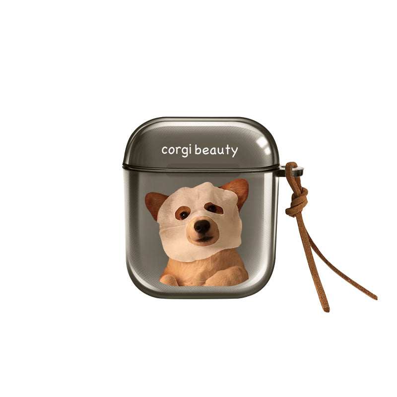 Corgi Facial Mask AirPods Case