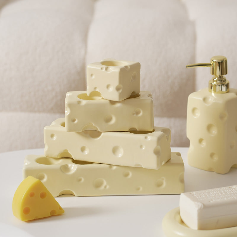 Cheese-inspired Ceramic Toothbrush Holder