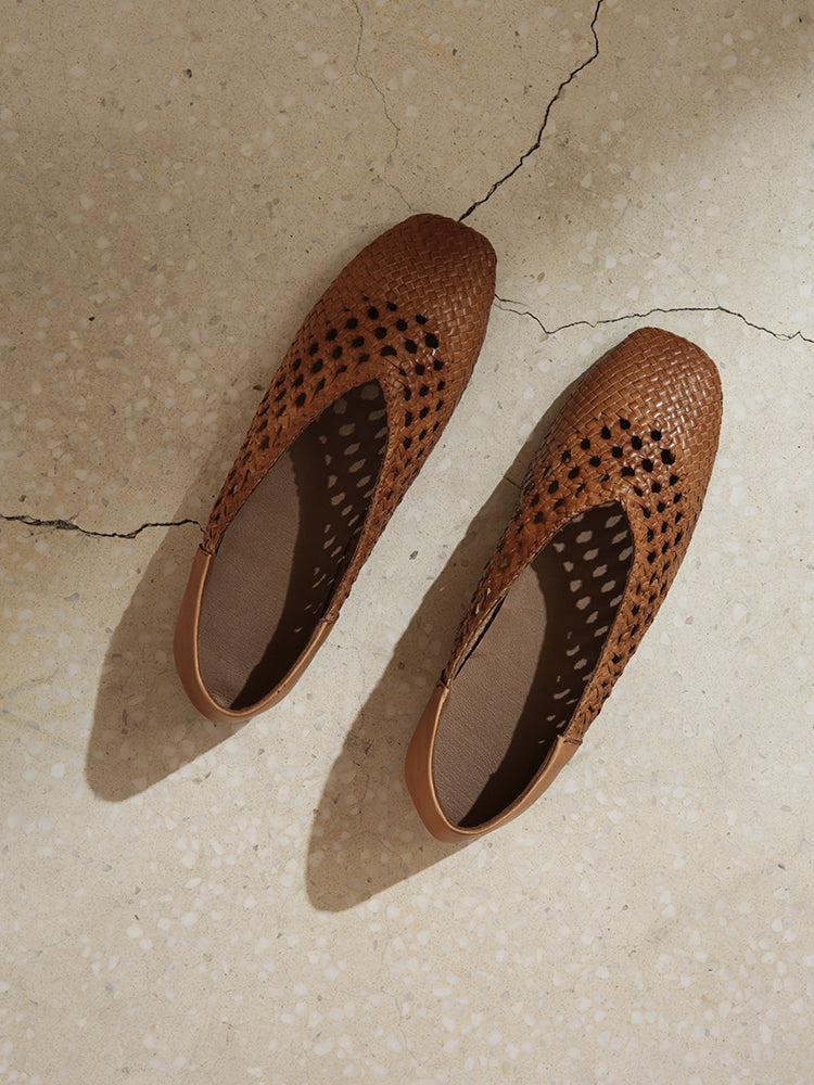 Vintage Handcrafted Woven Leather Flat Sandals