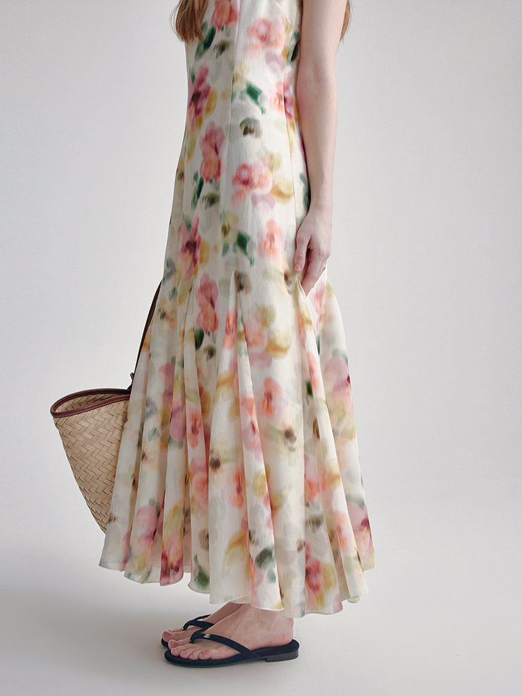 Floral Tencel Slim Fit Maxi Dress