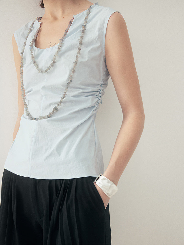 Detachable Chain U-neck Cinch Waist Tank