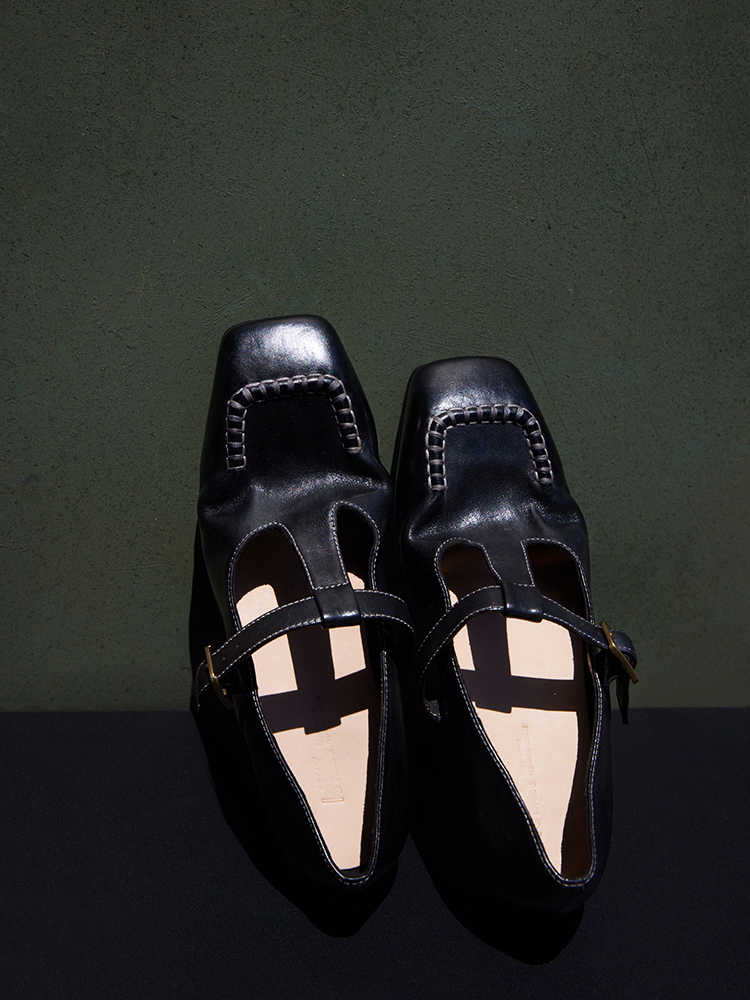 Vintage T-Strap Italian Leather Mary Jane Flats