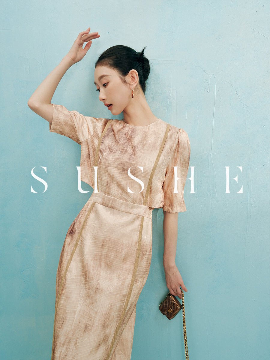 Custom Side Cutout Puff Sleeve Midi Dress FancyAdd Custom Side Cutout Puff Sleeve Midi Dress FancyAdd