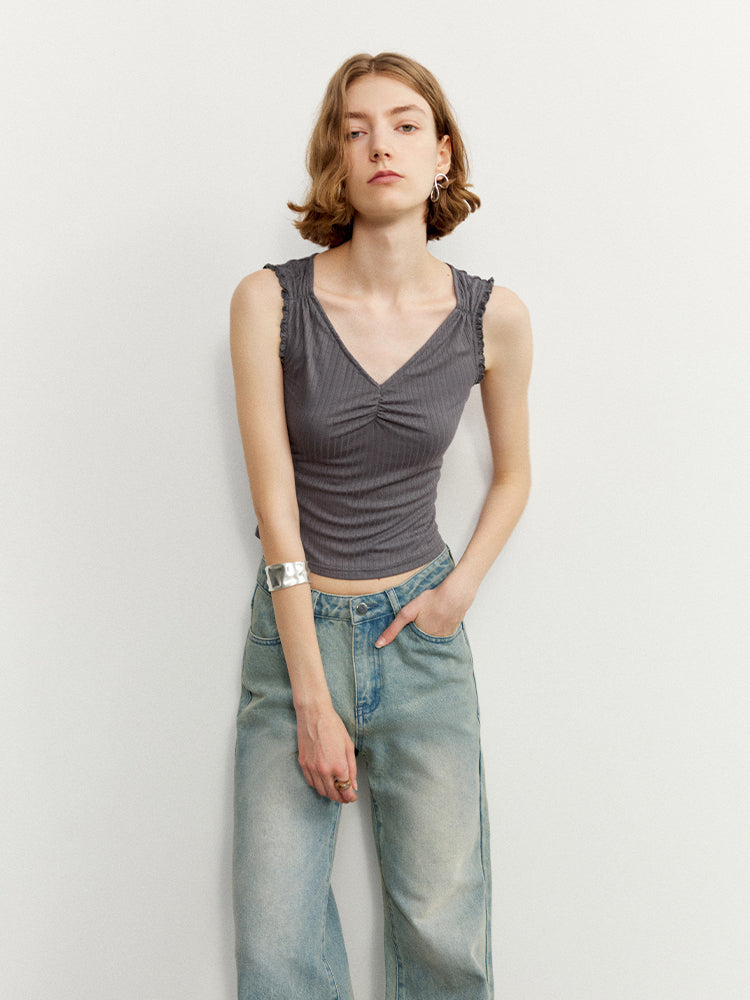 Relaxed Vintage Washed Mid-Rise Flared Jeans