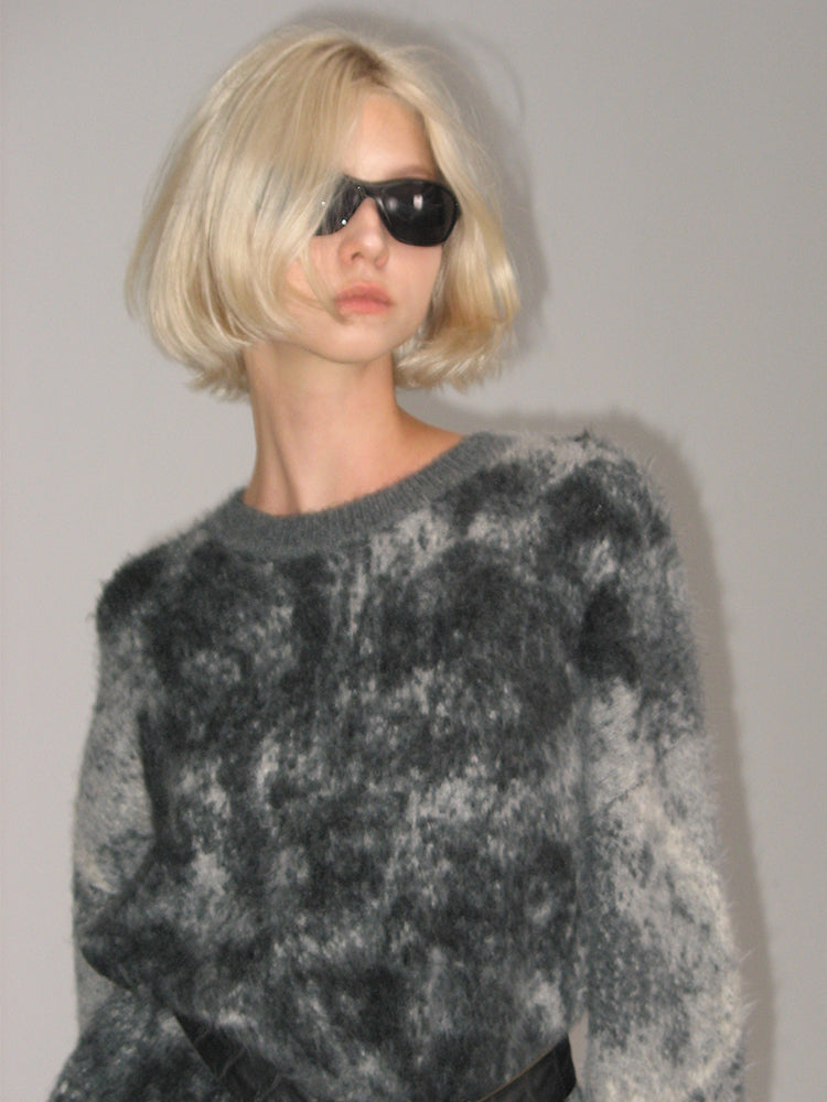 Tie-Dye Crew-Neck Retro Oversize Knit