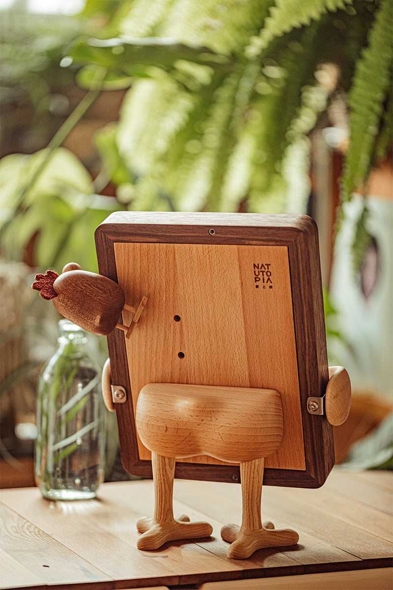 A Whimsical Wooden Decorative Chicken