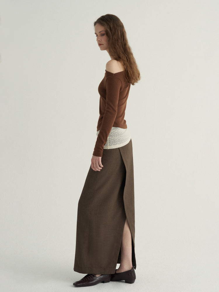 Slim-Fit Maxi Skirt with Belted Back Slit