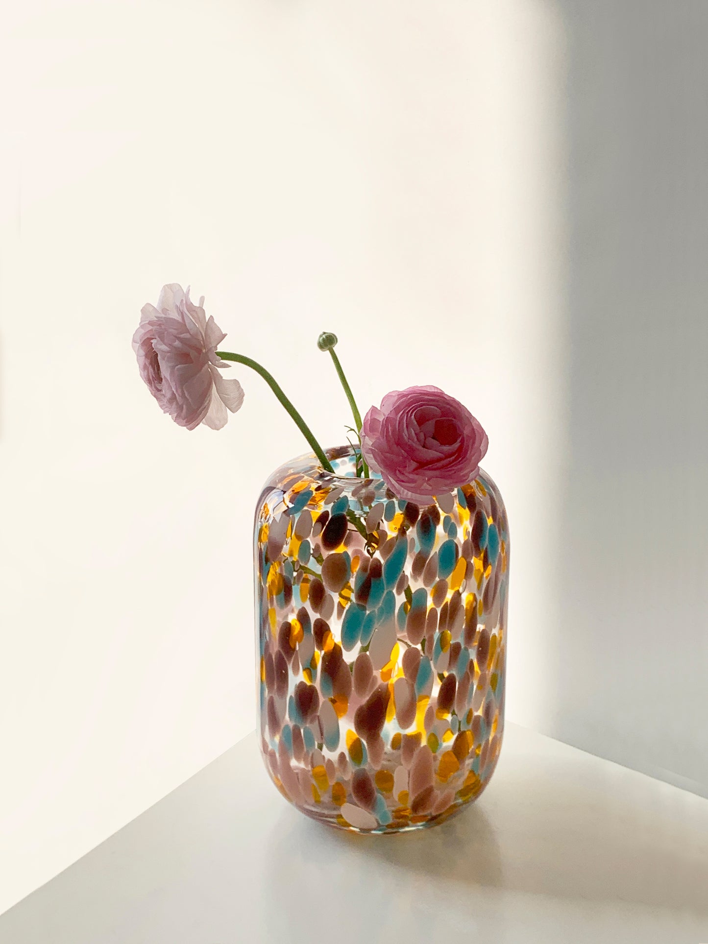 Retro Colorful Polka Dot Glass Vase