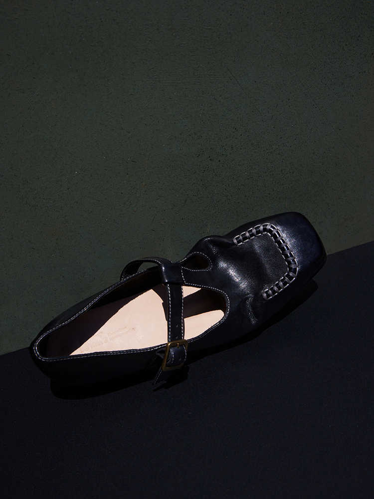 Vintage T-Strap Italian Leather Mary Jane Flats