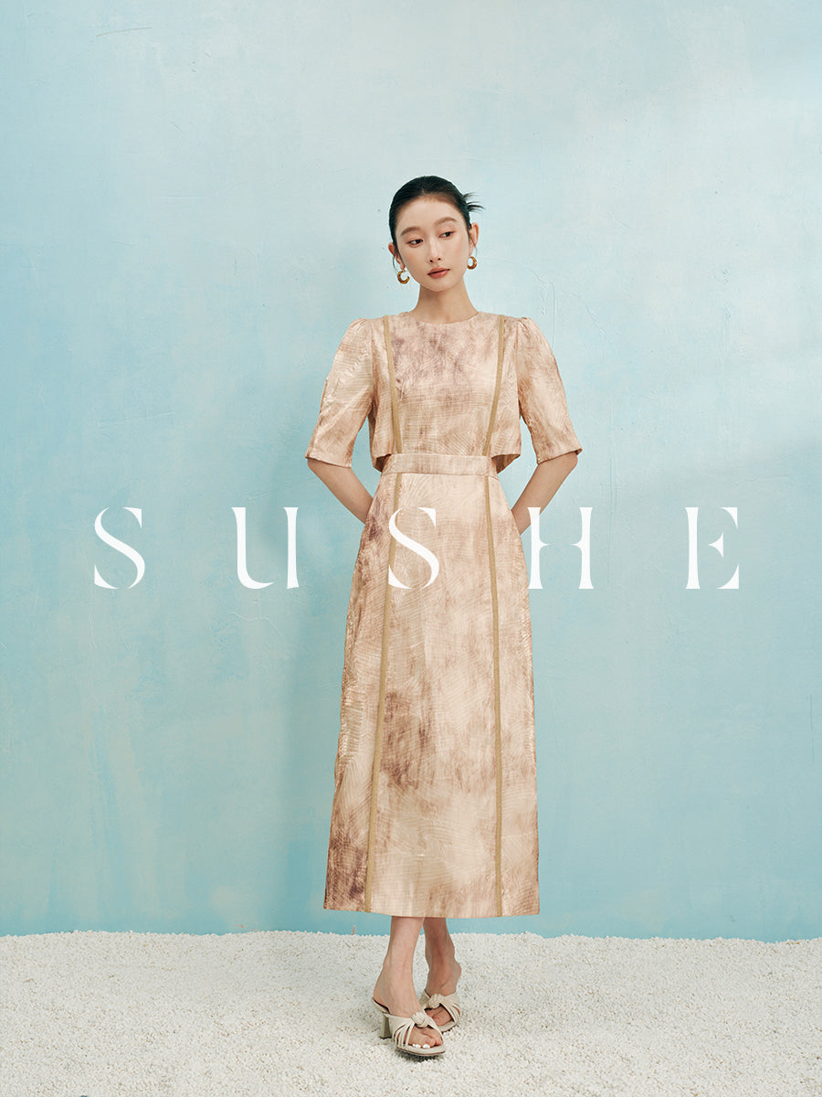 Custom Side Cutout Puff Sleeve Midi Dress FancyAdd Custom Side Cutout Puff Sleeve Midi Dress FancyAdd