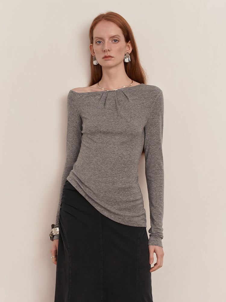 Asymmetrical Off-Shoulder Knit Top