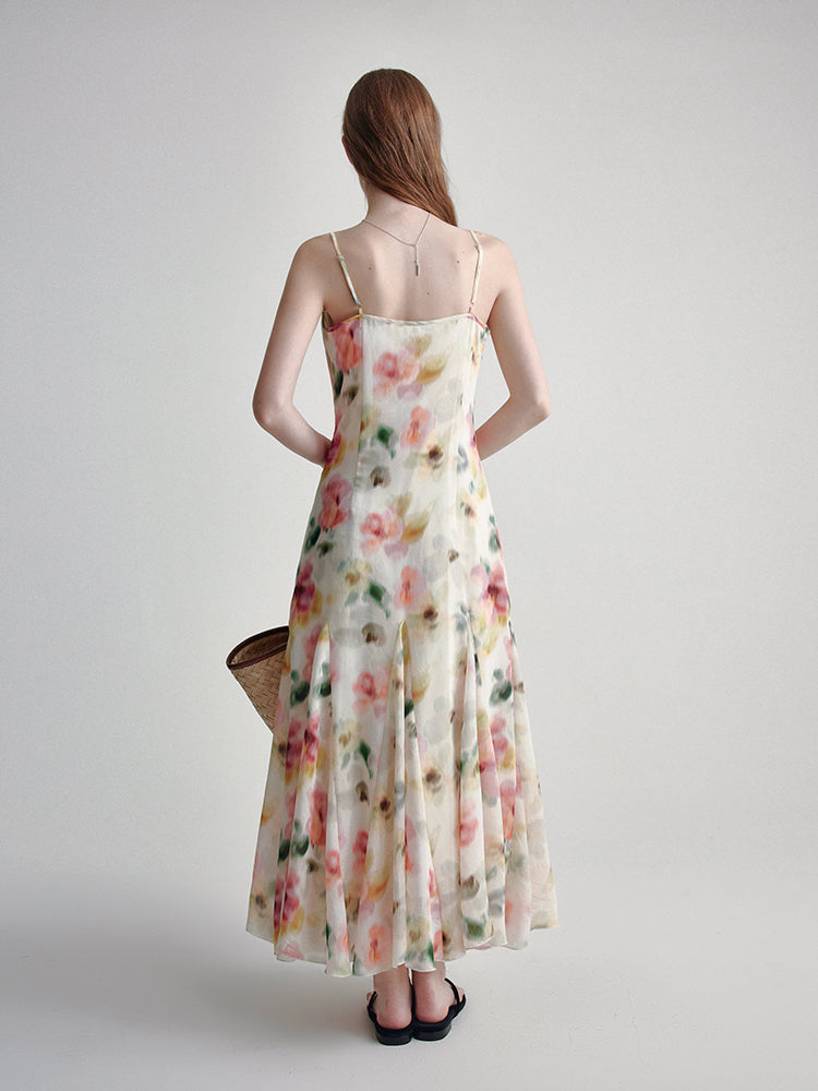 Floral Tencel Slim Fit Maxi Dress