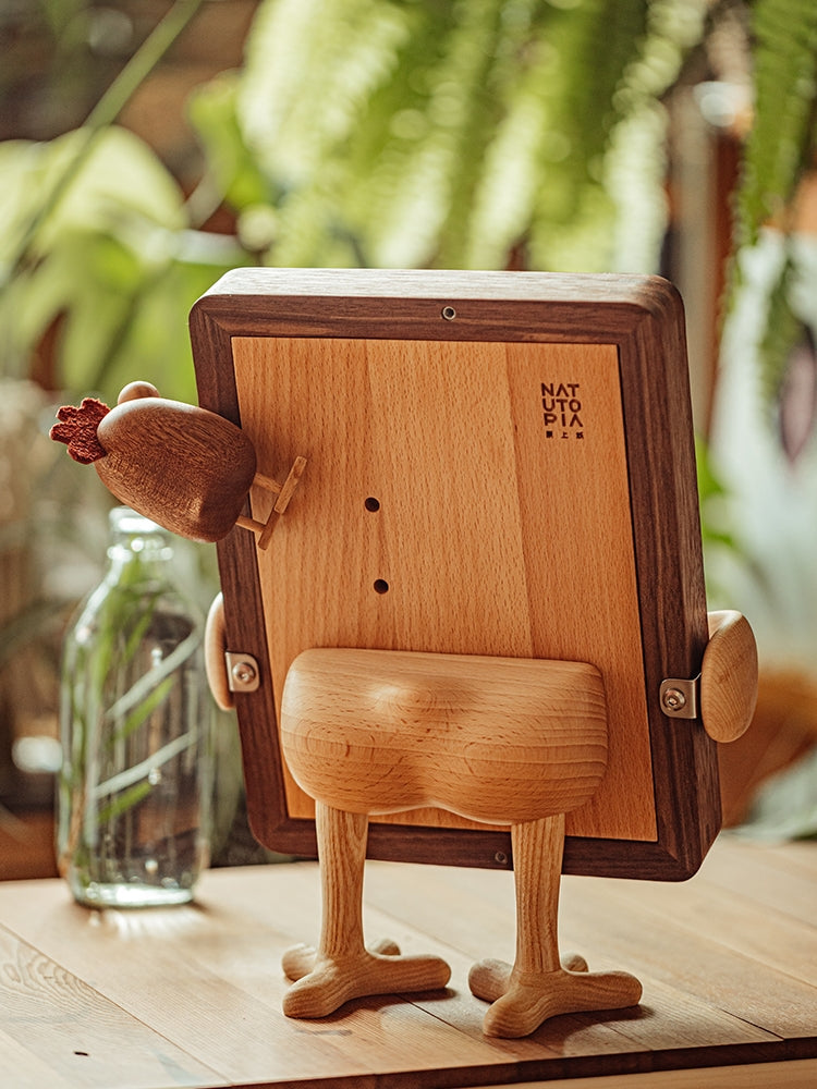 A Whimsical Wooden Decorative Chicken