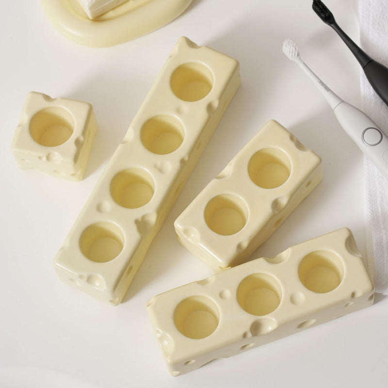 Cheese-inspired Ceramic Toothbrush Holder