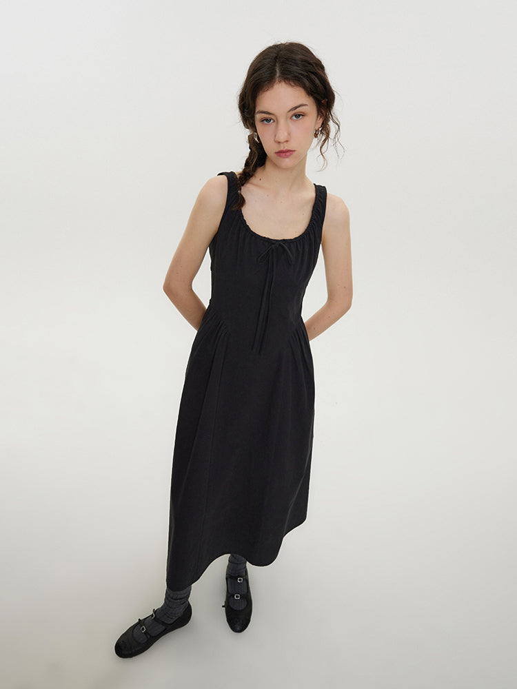 U-neck Sleeveless A-line Dress