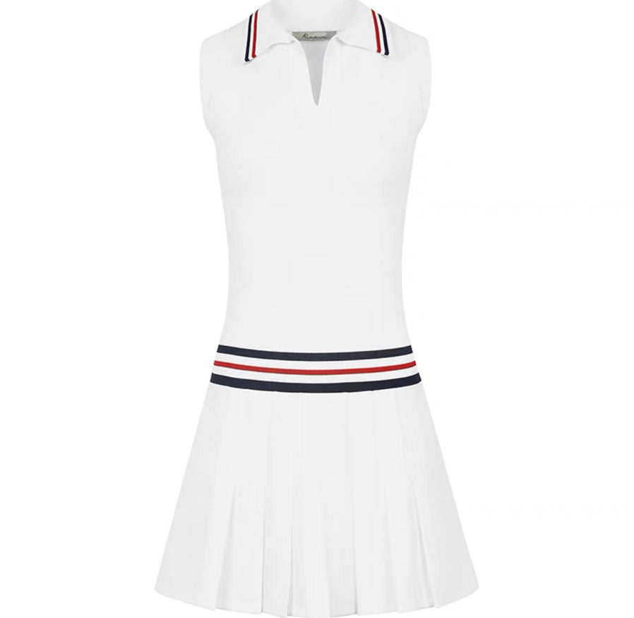 Sleeveless Pique Tennis Dress in White – FancyAdd