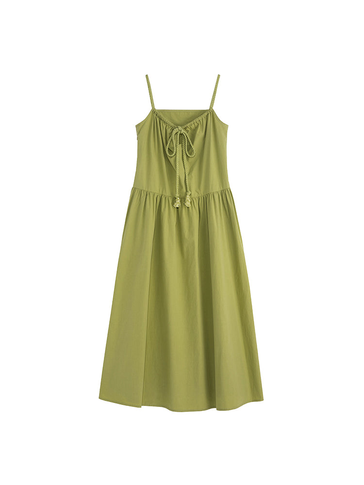 Square Neck Ruched Tie A-line Dress FancyAdd Square Neck Ruched Tie A-line Dress FancyAdd