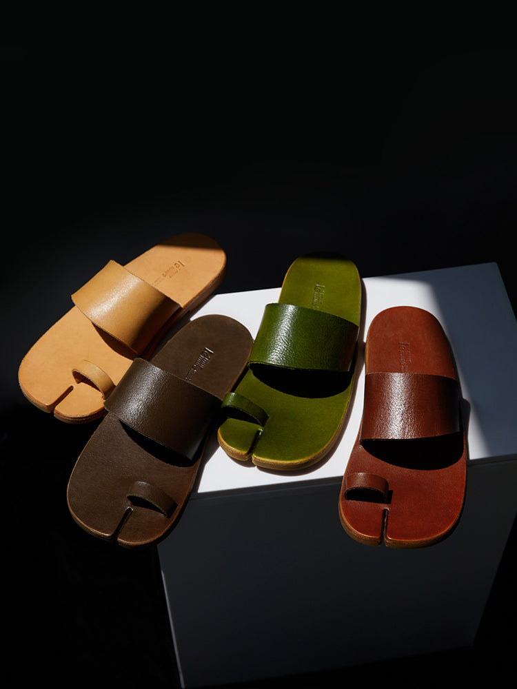 Handcrafted Washed Vegetable-Tanned Leather Thong Sandals