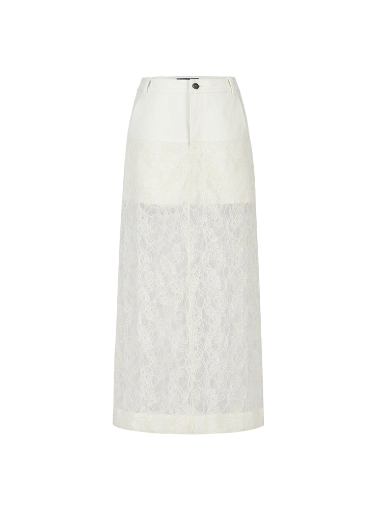 레이스 H라인 쉬어플라워 자수 여성스러운 롱스커트 
