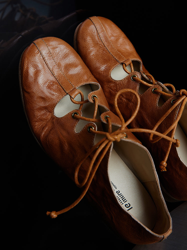 Handcrafted Washed Lambskin Oxford Shoes