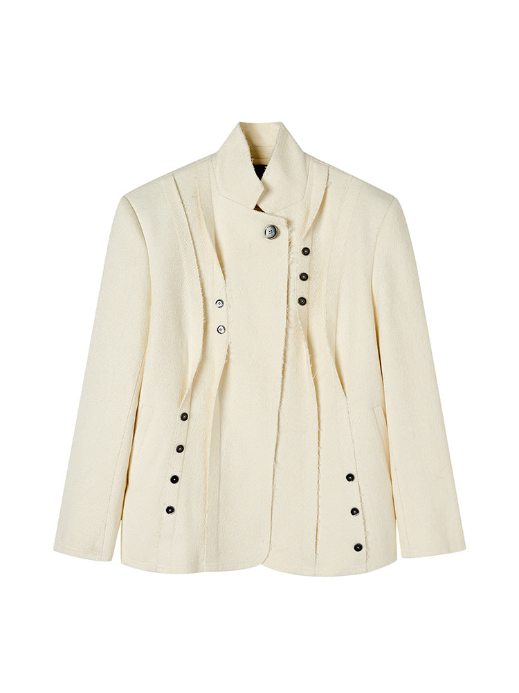 Nichi Curve Button Cut-Off Fashionable Jacket