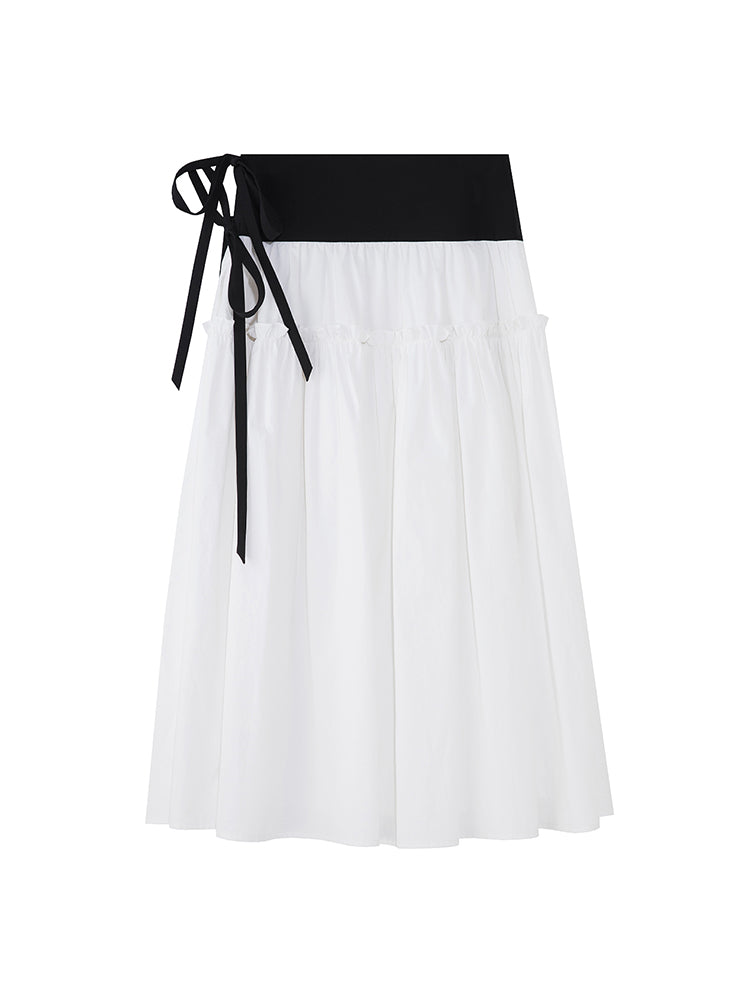 Pleated Color Block Skater Dress