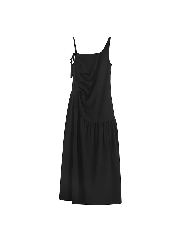 Bow Strap Casual A-line Midi Dress