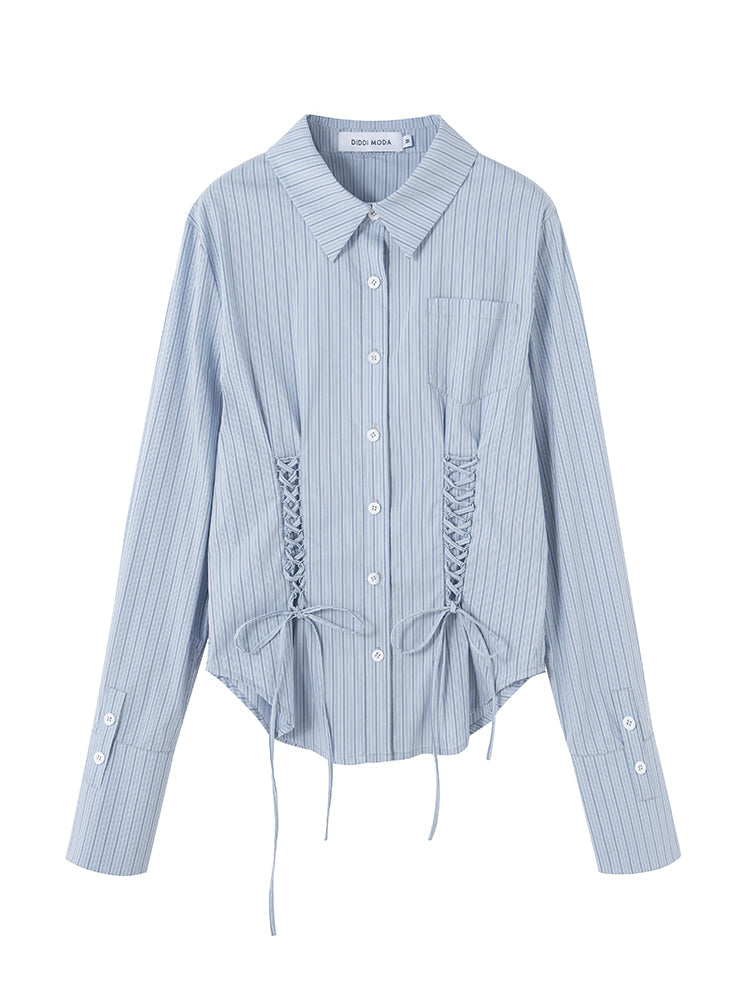 Stripe Lace-up Refreshing Shirt